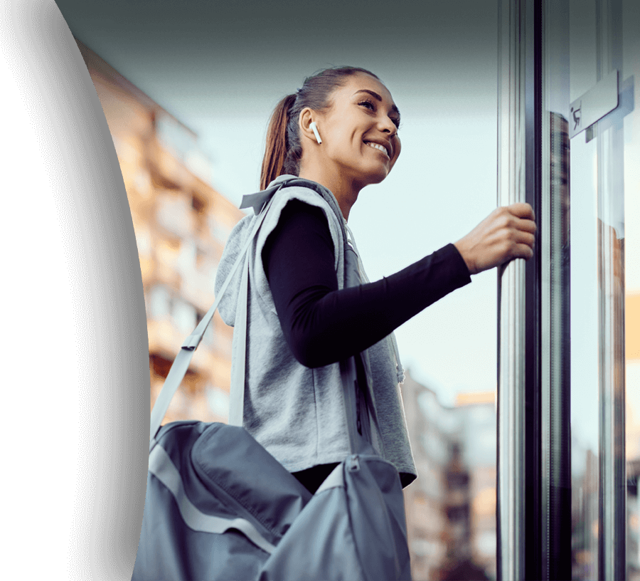 Woman entering gym